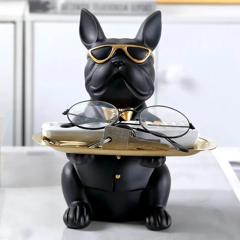 Multi Functional Bulldog Tray Animal Statue